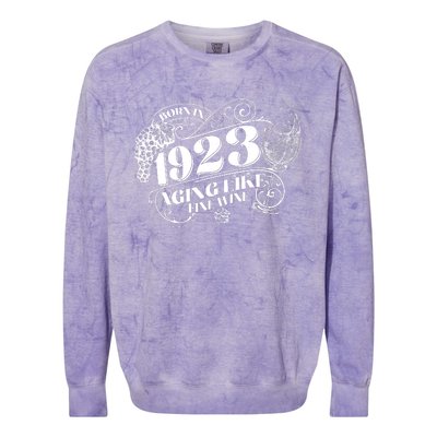 Born In 1923 100th Birthday Aging Like Fine Wine Colorblast Crewneck Sweatshirt