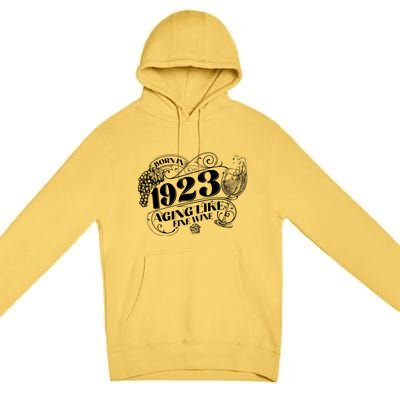 Born In 1923 100th Birthday Aging Like Fine Wine Premium Pullover Hoodie