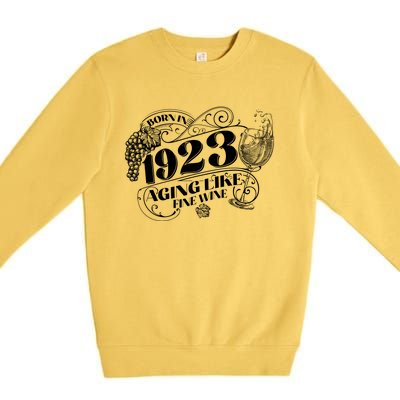 Born In 1923 100th Birthday Aging Like Fine Wine Premium Crewneck Sweatshirt