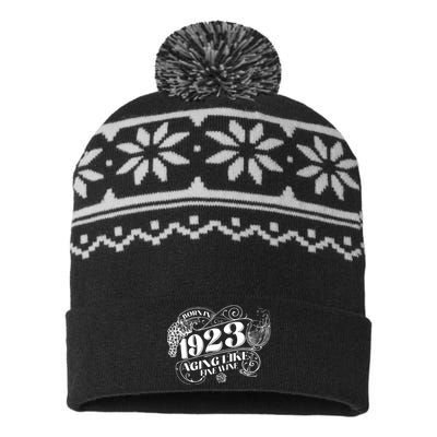 Born In 1923 100th Birthday Aging Like Fine Wine USA-Made Snowflake Beanie