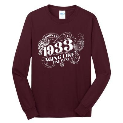 Born In 1933 90th Birthday Aging Like Fine Wine Tall Long Sleeve T-Shirt