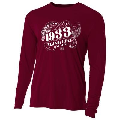 Born In 1933 90th Birthday Aging Like Fine Wine Cooling Performance Long Sleeve Crew