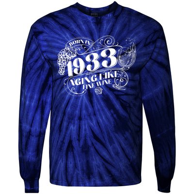 Born In 1933 90th Birthday Aging Like Fine Wine Tie-Dye Long Sleeve Shirt