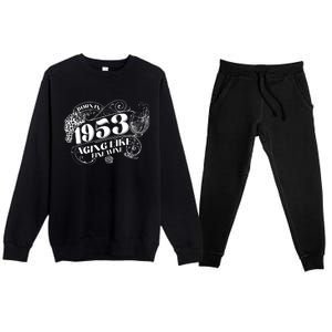 Born In 1953 70th Birthday Aging Like Fine Wine Premium Crewneck Sweatsuit Set