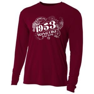 Born In 1953 70th Birthday Aging Like Fine Wine Cooling Performance Long Sleeve Crew