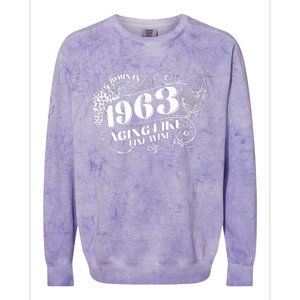 Born In 1963 60th Birthday Aging Like Fine Wine Colorblast Crewneck Sweatshirt