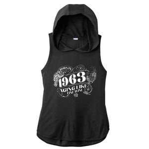 Born In 1963 60th Birthday Aging Like Fine Wine Ladies PosiCharge Tri-Blend Wicking Draft Hoodie Tank