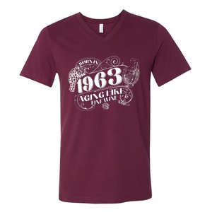 Born In 1963 60th Birthday Aging Like Fine Wine V-Neck T-Shirt