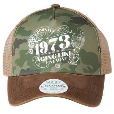 Born In 1973 50th Birthday Aging Like Fine Wine Legacy Tie Dye Trucker Hat