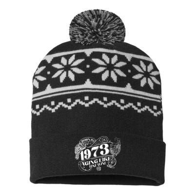 Born In 1973 50th Birthday Aging Like Fine Wine USA-Made Snowflake Beanie