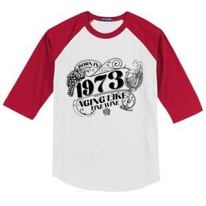 Born In 1973 50th Birthday Aging Like Fine Wine Kids Colorblock Raglan Jersey