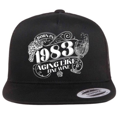 Born In 1983 40th Birthday Aging Like Fine Wine Flatbill Hat