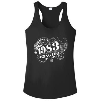 Born In 1983 40th Birthday Aging Like Fine Wine Ladies PosiCharge Competitor Racerback Tank