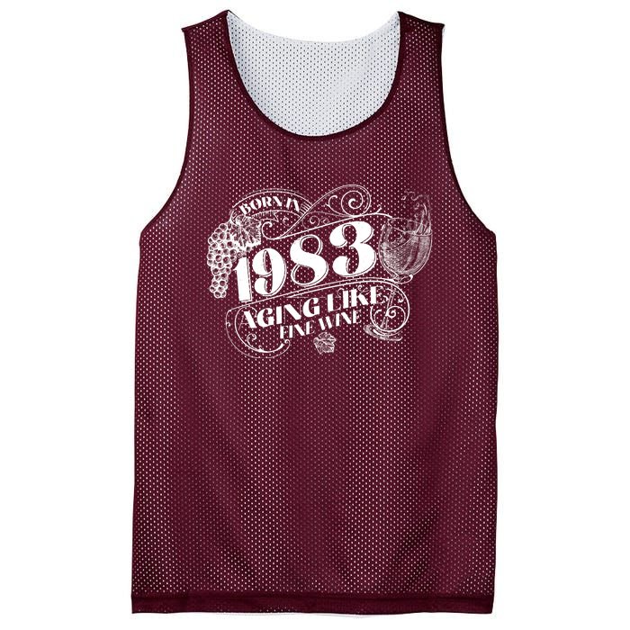 Born In 1983 40th Birthday Aging Like Fine Wine Mesh Reversible Basketball Jersey Tank