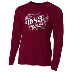 Born In 1983 40th Birthday Aging Like Fine Wine Cooling Performance Long Sleeve Crew