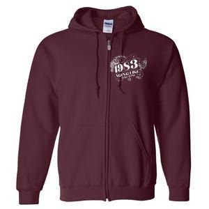 Born In 1983 40th Birthday Aging Like Fine Wine Full Zip Hoodie