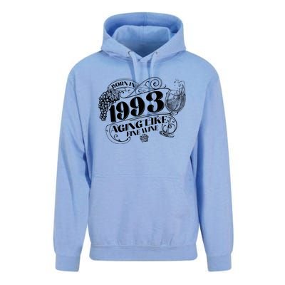 Born In 1993 30th Birthday Aging Like Fine Wine Unisex Surf Hoodie