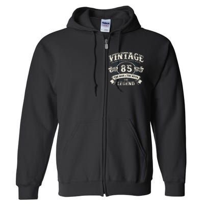 Born In 1937 Vintage Classic Dude 85th Years Old Birthday Full Zip Hoodie