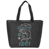 Born In 1961 62 Years Old Vintage 62nd Birthday Fisherman Zip Tote Bag