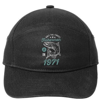 Born In 1971 50 Years Old Vintage 50th Birthday Fisherman 7-Panel Snapback Hat