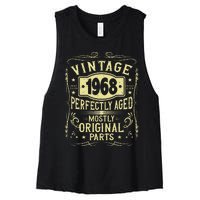 Born In 1968 Birthday, Vintage, Perfectly Aged, Made In 1968 Women's Racerback Cropped Tank