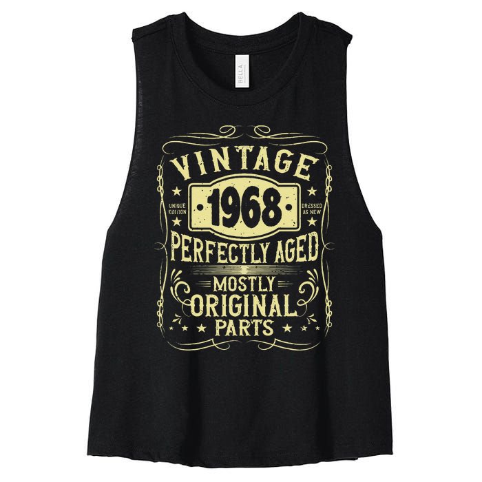 Born In 1968 Birthday, Vintage, Perfectly Aged, Made In 1968 Women's Racerback Cropped Tank