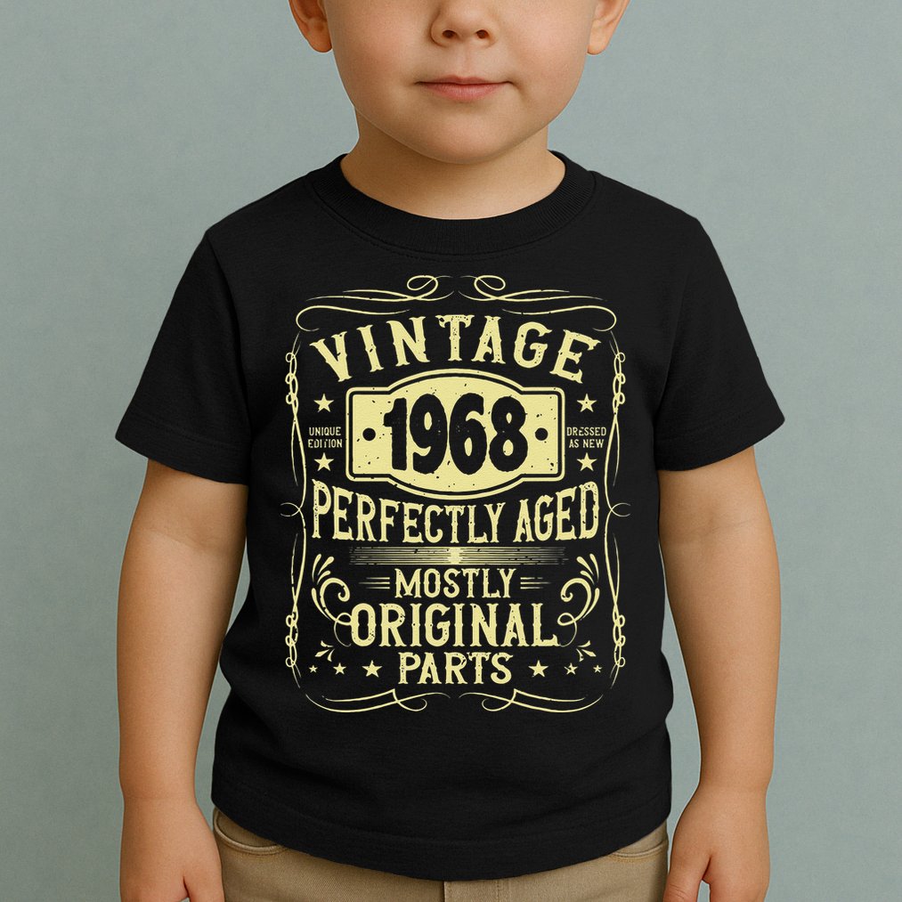 Born In 1968 Birthday, Vintage, Perfectly Aged, Made In 1968 Toddler T-Shirt