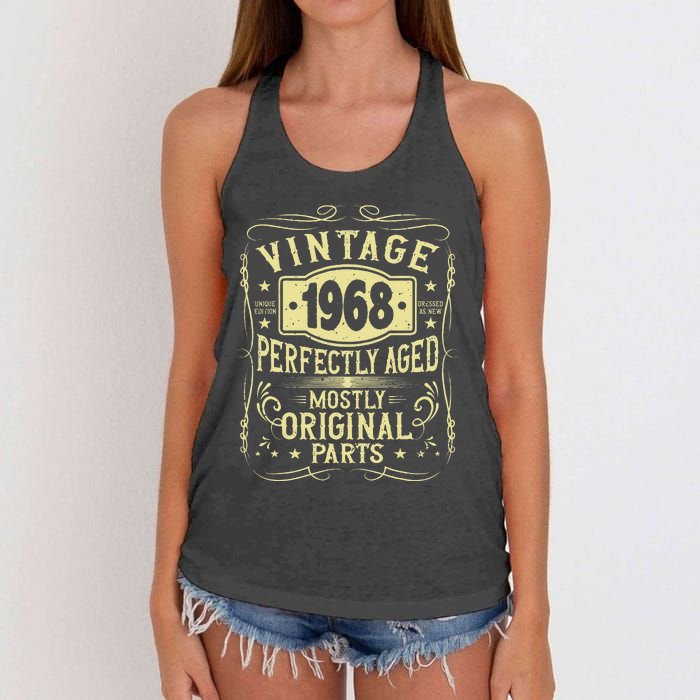 Born In 1968 Birthday, Vintage, Perfectly Aged, Made In 1968 Women's Knotted Racerback Tank