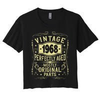 Born In 1968 Birthday, Vintage, Perfectly Aged, Made In 1968 Women's Crop Top Tee