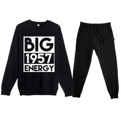 Born In 1957 Birthday 66 Year Old 66th Birthday Energy Premium Crewneck Sweatsuit Set