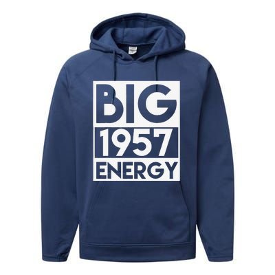 Born In 1957 Birthday 66 Year Old 66th Birthday Energy Performance Fleece Hoodie