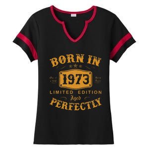 Born In 1973 50 Years Old 50th Birthday Gifts For Ladies Halftime Notch Neck Tee