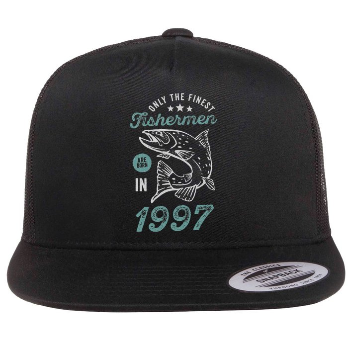 Born In 1997 24 Years Old Vintage 24th Birthday Fisherman Flat Bill Trucker Hat