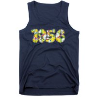 Born In 1956 Colorful Flower Power Retro Font Number Art Tank Top