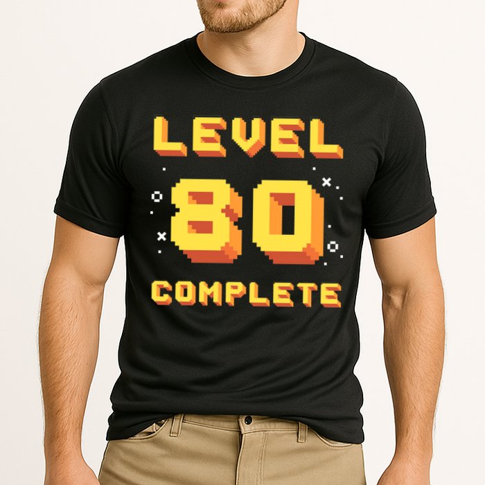 Born In 1941 Level 80 Complete 80th Birthday Retro Gaming Performance Shirt
