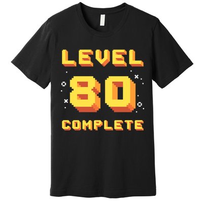 Born In 1941 Level 80 Complete 80th Birthday Retro Gaming Premium T-Shirt