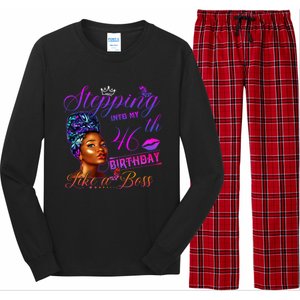 Born In 1975 Stepping Into My 46th Birthday Black Gift Long Sleeve Pajama Set