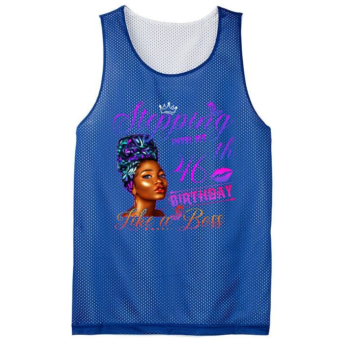 Born In 1975 Stepping Into My 46th Birthday Black Gift Mesh Reversible Basketball Jersey Tank