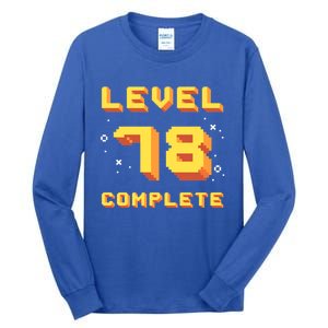 Born In 1943 Level 78 Complete 78th Birthday Retro Gaming Gift Tall Long Sleeve T-Shirt