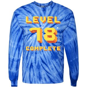 Born In 1943 Level 78 Complete 78th Birthday Retro Gaming Gift Tie-Dye Long Sleeve Shirt