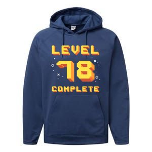 Born In 1943 Level 78 Complete 78th Birthday Retro Gaming Gift Performance Fleece Hoodie