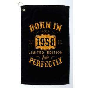 Born In 1958 65 Years Old 65th Birthday Gifts Platinum Collection Golf Towel