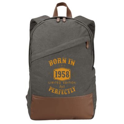 Born In 1958 65 Years Old 65th Birthday Gifts Cotton Canvas Backpack