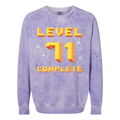 Born In 1950 Level 71 Complete 71th Birthday Retro Gaming Funny Gift Colorblast Crewneck Sweatshirt