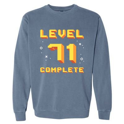 Born In 1950 Level 71 Complete 71th Birthday Retro Gaming Funny Gift Garment-Dyed Sweatshirt