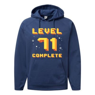 Born In 1950 Level 71 Complete 71th Birthday Retro Gaming Funny Gift Performance Fleece Hoodie