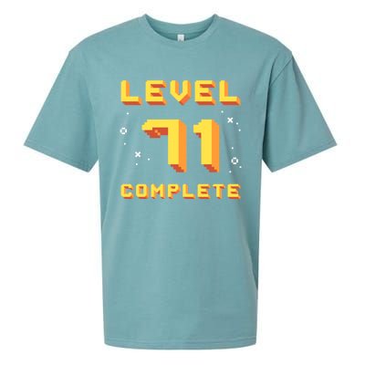 Born In 1950 Level 71 Complete 71th Birthday Retro Gaming Funny Gift Sueded Cloud Jersey T-Shirt