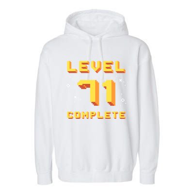 Born In 1950 Level 71 Complete 71th Birthday Retro Gaming Funny Gift Garment-Dyed Fleece Hoodie