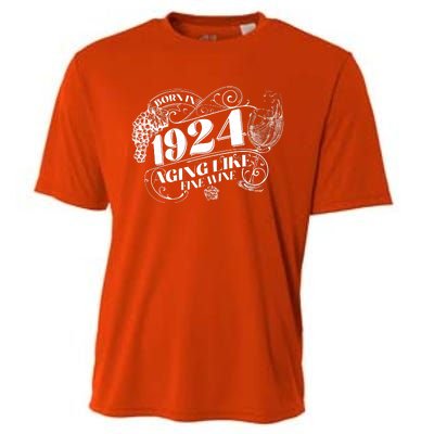 Born In 1924 100th Birthday Aging Like Fine Wine Cooling Performance Crew T-Shirt