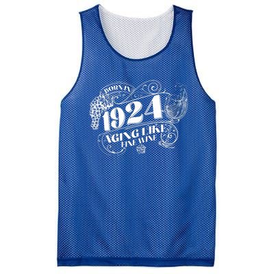 Born In 1924 100th Birthday Aging Like Fine Wine Mesh Reversible Basketball Jersey Tank